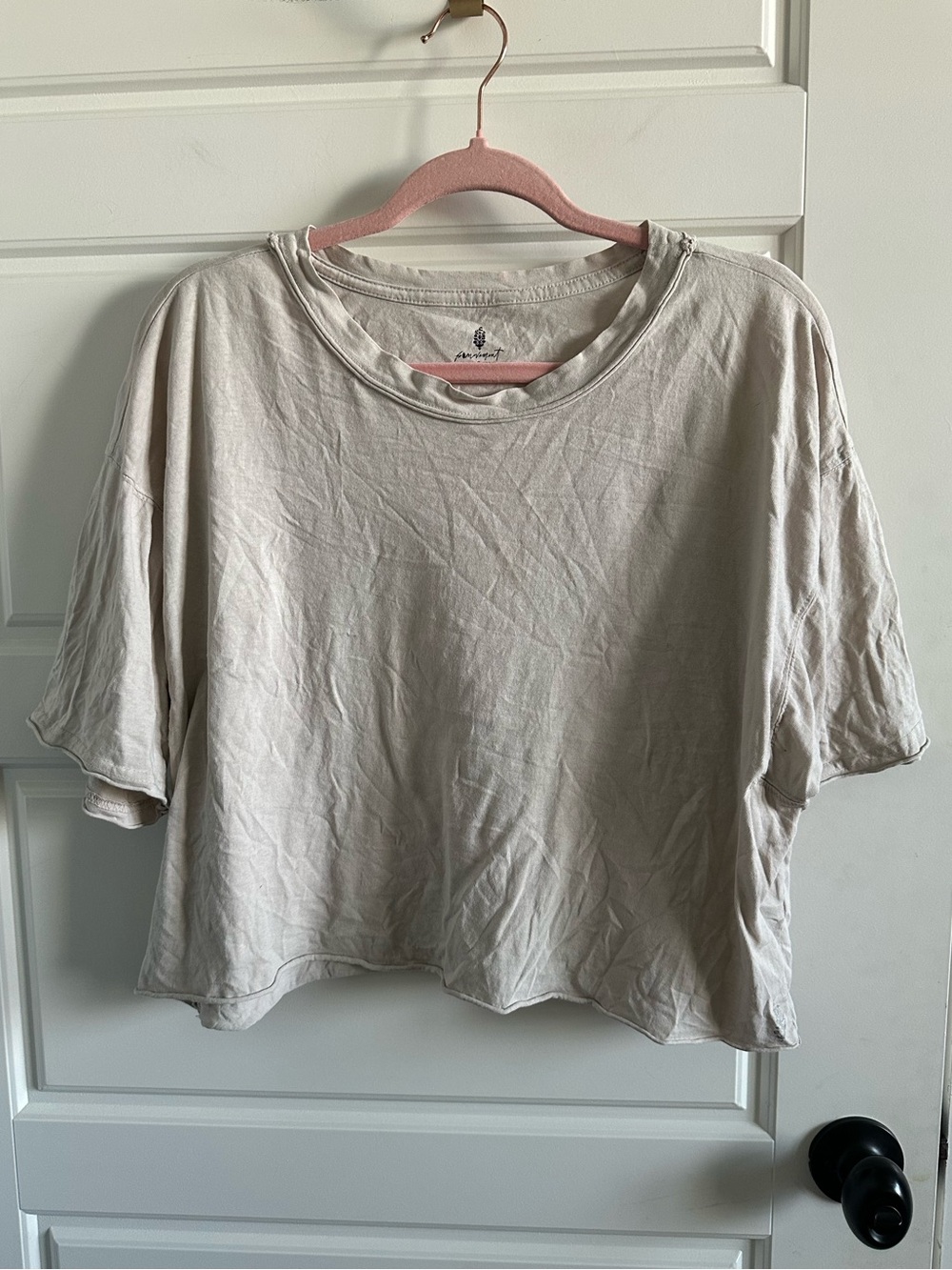 FP Movement Free People Small Relaxed Boxy Raw Edge T-Shirt Oversized Athleisure